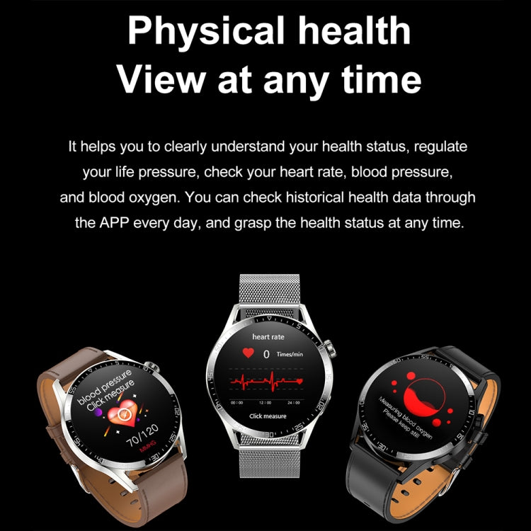 Sports Health Monitoring Waterproof Smart Call Watch With NFC Function, Black-Black Silicone, Black-Black Leather, Black-Black Steel, Silver-Red Silicone, Silver-Brown Leather, Silver-Silver Steel, Black-Black Leather+Black Silicone