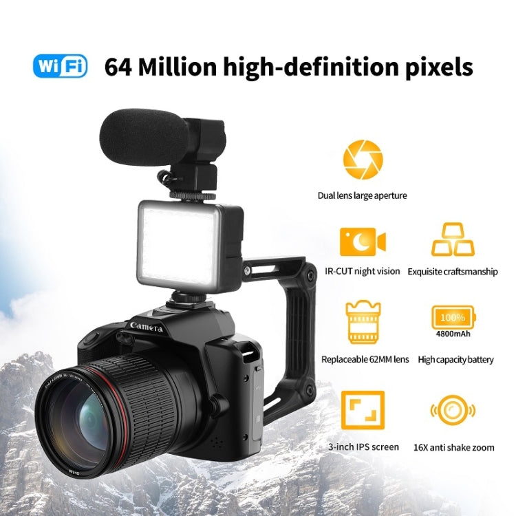 Dual-camera Night Vision 64 Million Pixel High-definition WIFI Digital Camera, Standard Without Memory Card, Standard+Fill Light, Standard+Macroscopic Mirror, Standard+Microphone, Standard+Handheld Bracket, Standard+Light+Lens+Mic+Bracket