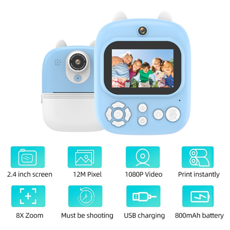 1200W Pixel  2.4 Inch Display Children Print Instant Camera, Standard Pink, Standard Blue, Standard Purple, 32G+Card Reader  Pink, 32G+Card Reader Blue, 32G+Card Reader Purple