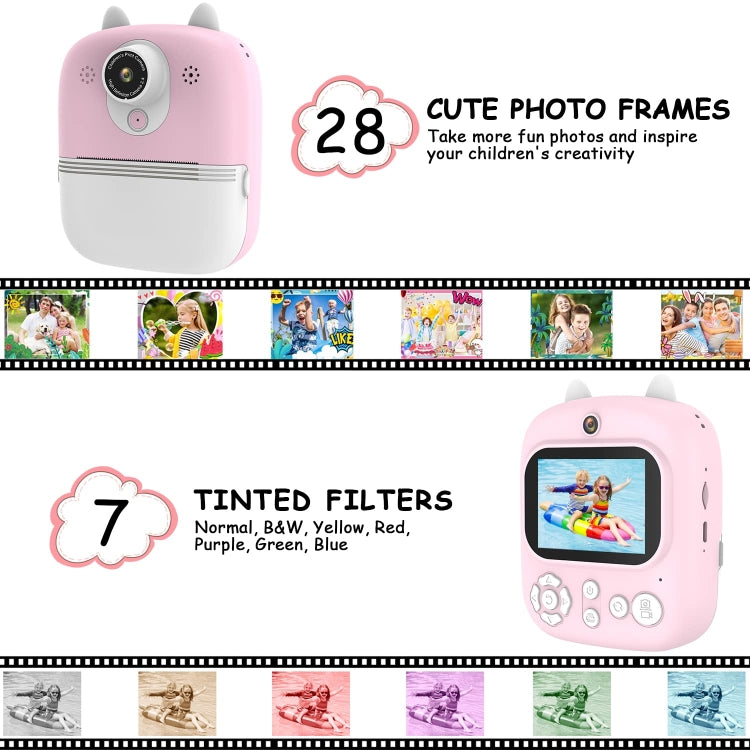 1200W Pixel  2.4 Inch Display Children Print Instant Camera, Standard Pink, Standard Blue, Standard Purple, 32G+Card Reader  Pink, 32G+Card Reader Blue, 32G+Card Reader Purple