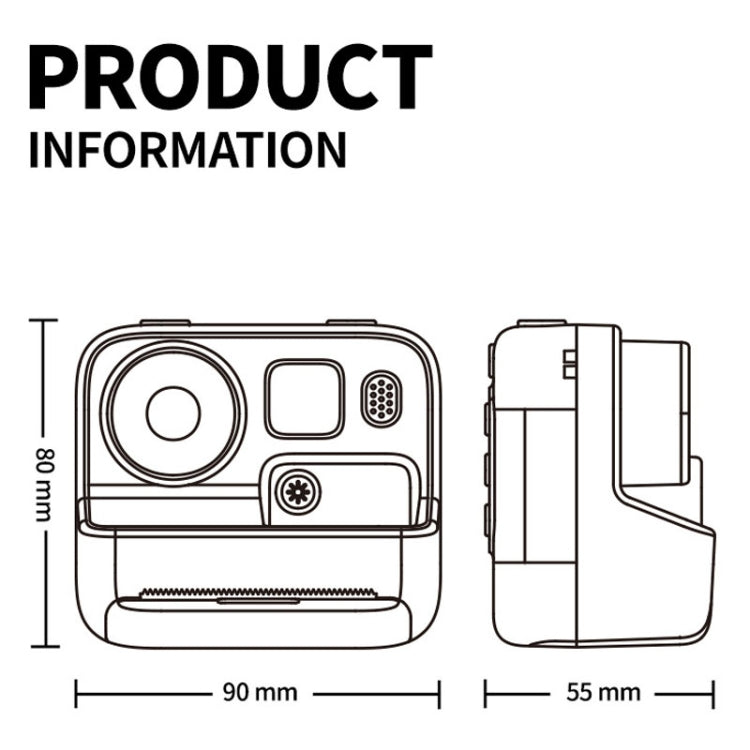 Children Instant Print Camera 4800W Pixel 2-Inch Screen Dual Lens Photography Camera, K27 Pink, K27 Yellow