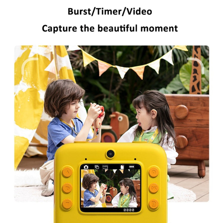 Children Instant Print Camera 4800W Pixel 2-Inch Screen Dual Lens Photography Camera, K27 Pink, K27 Yellow