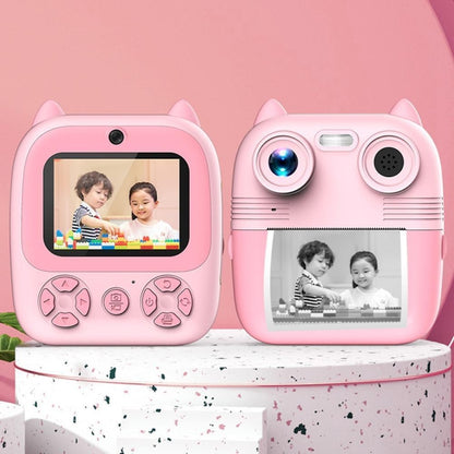 1080P Instant Print Camera 2.8-inch IPS Screen Front and Rear Dual Lens Kids Camera, Pink, Yellow, Blue, Pink+32G Card, Yellow+32G Card, Blue+32G Card