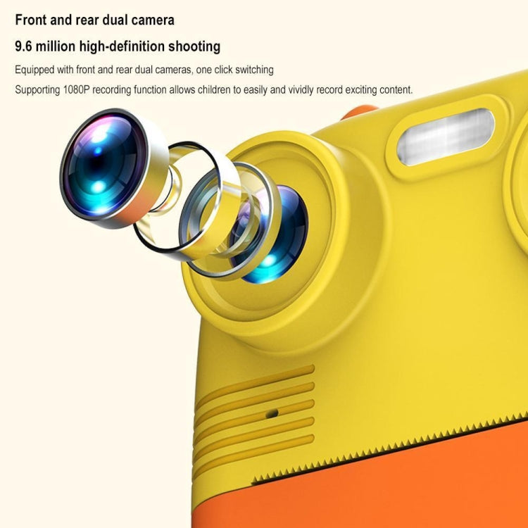 1080P Instant Print Camera 2.8-inch IPS Screen Front and Rear Dual Lens Kids Camera, Pink, Yellow, Blue, Pink+32G Card, Yellow+32G Card, Blue+32G Card