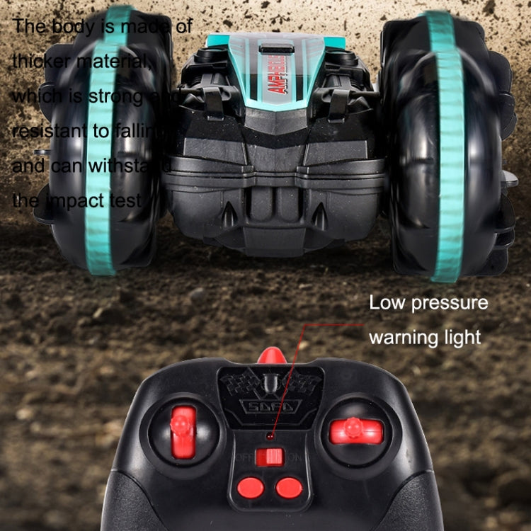 2.4G Amphibious Stunt Remote Control Car Double-sided Rolling Driving Children Electric Toys, Red, Green