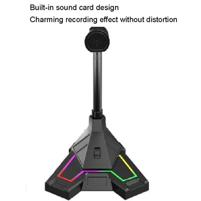 RGB Microphone Home Game Live Voice Video Microphone, USB, 3.5mm