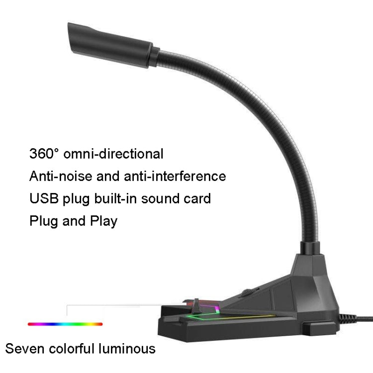 RGB Microphone Home Game Live Voice Video Microphone, USB, 3.5mm