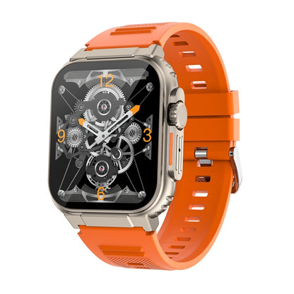 A70 1.96 Inch Health Monitoring Multifunctional IP68 Waterproof Bluetooth Call Smart Watch, Black, Orange