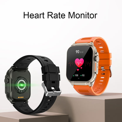 A70 1.96 Inch Health Monitoring Multifunctional IP68 Waterproof Bluetooth Call Smart Watch, Black, Orange