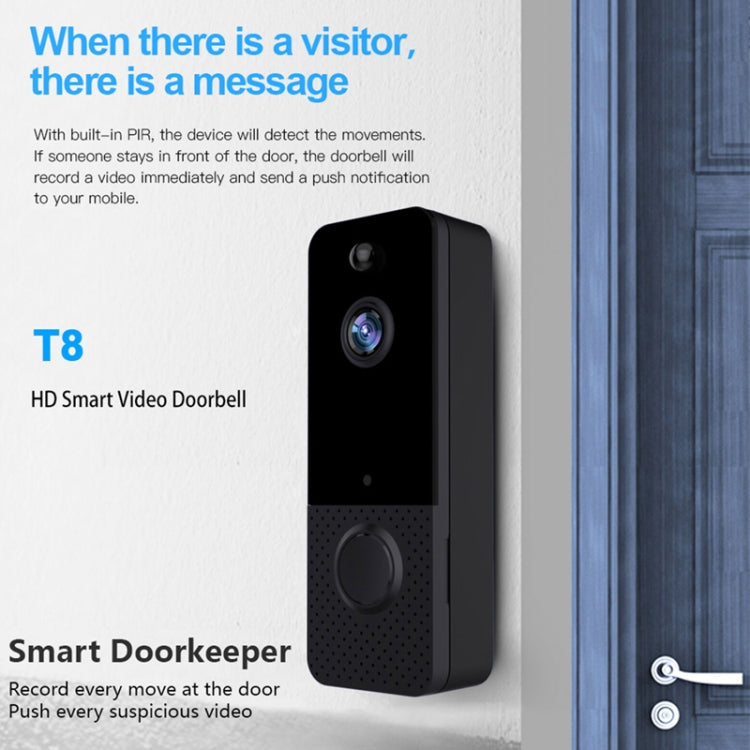 T8  720P Wireless Wifi Remote Video Doorbell Intercom Infrared Night Vision AI Recognition Doorbell, 2600 mAh, 1800 mAh, Without Battery, Alone Machine