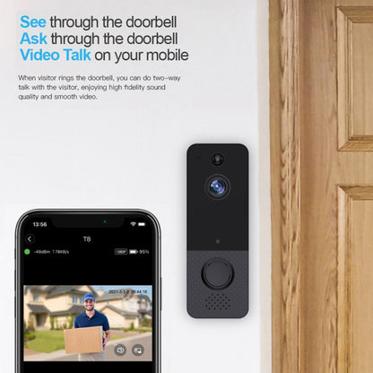 T8  720P Wireless Wifi Remote Video Doorbell Intercom Infrared Night Vision AI Recognition Doorbell, 2600 mAh, 1800 mAh, Without Battery, Alone Machine