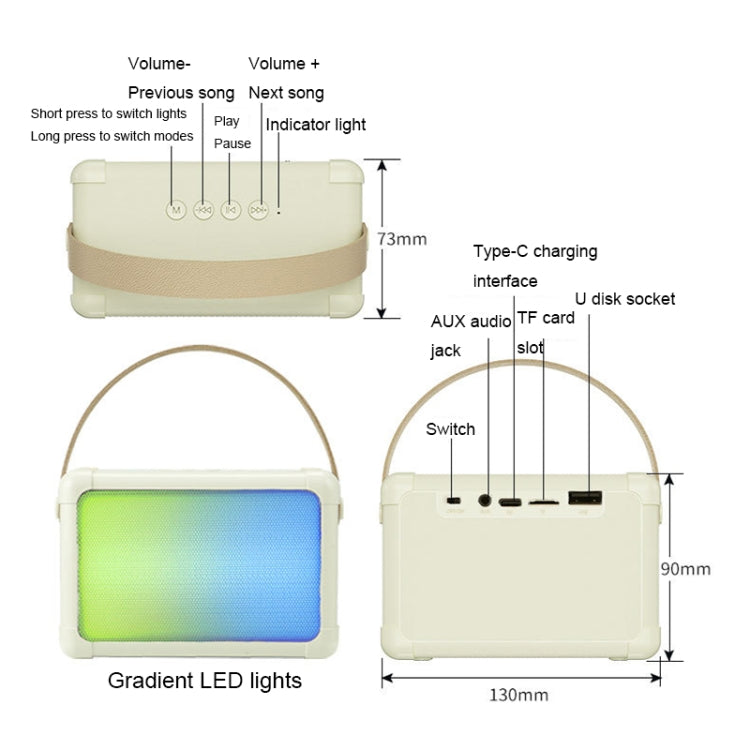 Portable RGB Lighting Effect Bluetooth Speaker Home Mini Karaoke Audio, Speaker, Single Microphone+Speaker, Dual Microphone+Speaker