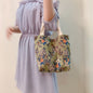 Retro Floral Bag Casual Tote Large Capacity Corduroy Handbag, Cherry, Yellow Daisy, Blue Daisy, Red Rose, Green Bottom Floral