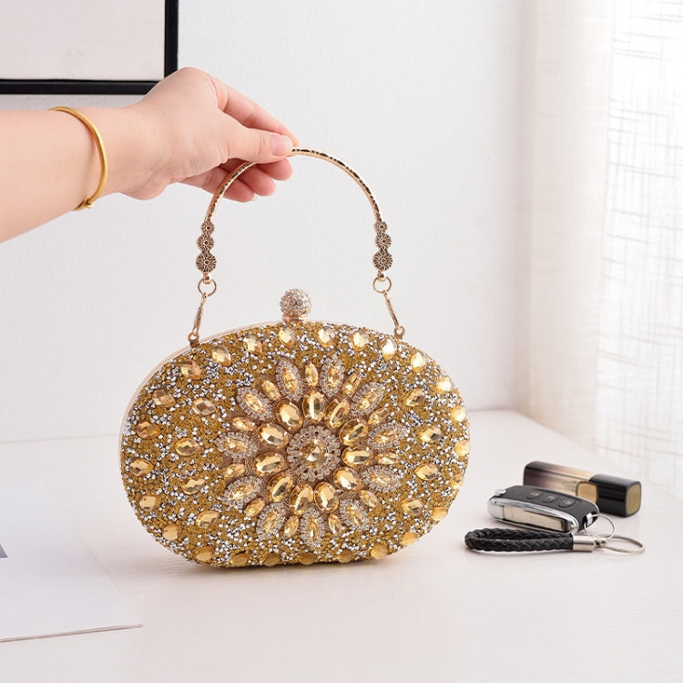 Oval Sunflower Diamond Evening Party Clutch Bag