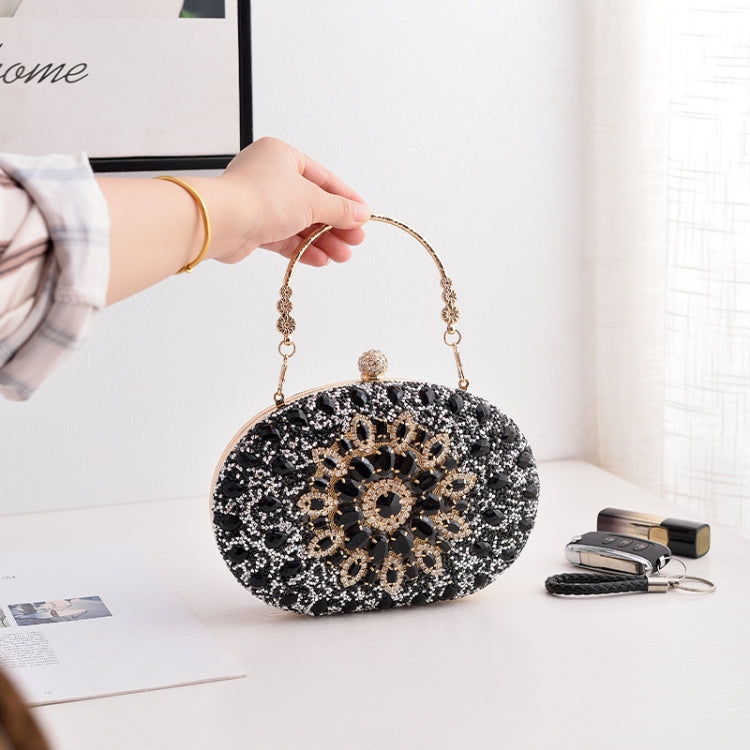Oval Sunflower Diamond Evening Party Clutch Bag