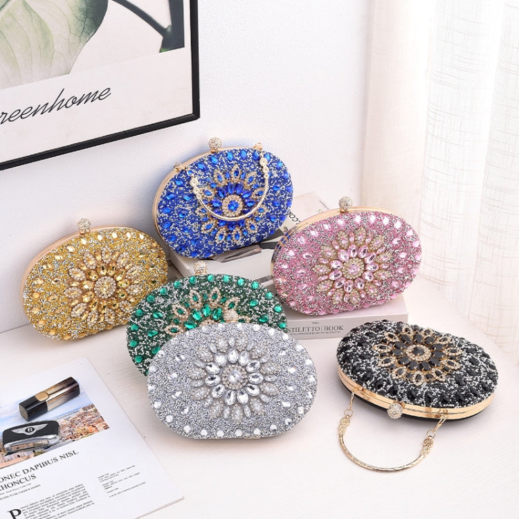 Oval Sunflower Diamond Evening Party Clutch Bag