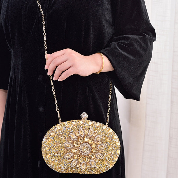 Oval Sunflower Diamond Evening Party Clutch Bag