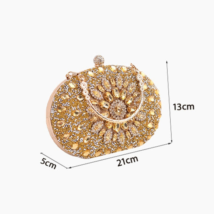 Oval Sunflower Diamond Evening Party Clutch Bag