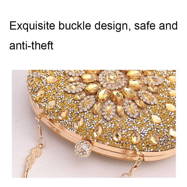 Oval Sunflower Diamond Evening Party Clutch Bag