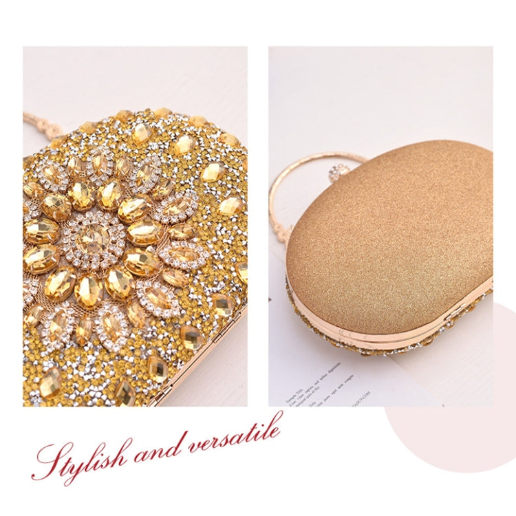 Oval Sunflower Diamond Evening Party Clutch Bag