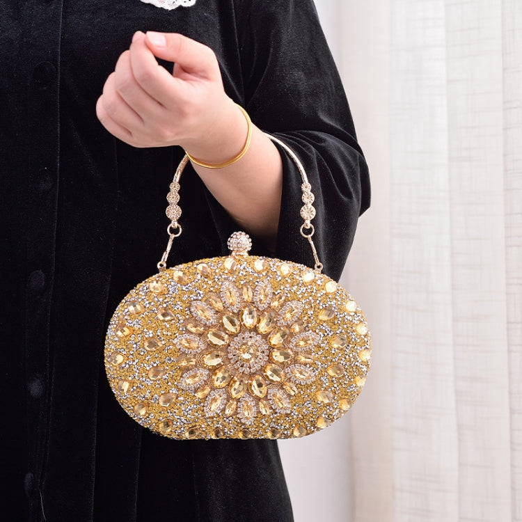 Oval Sunflower Diamond Evening Party Clutch Bag