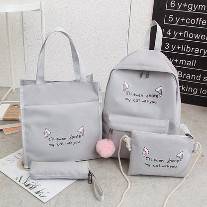 4pcs /Set Student Schoolbag Casual Outdoor Traveling Shoulder Bag
