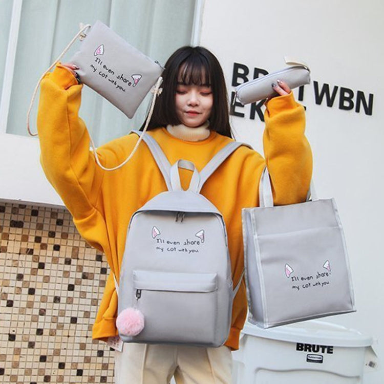 4pcs /Set Student Schoolbag Casual Outdoor Traveling Shoulder Bag