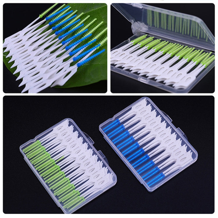 40pcs /Box Silicone Interdental Brushing Oral Cleaning Gap Brush, 40pcs /Box (Green), 40pcs /Box (Blue)