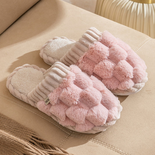 Wnter Women Cotton Slippers Home Couples Floor Slippers Non-Slip Warm Plush Shoes, 36-37, 38-39, 40-41