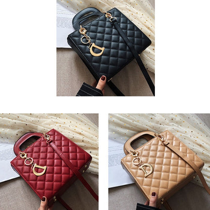 Retro Rhombus Pattern Women Handbag Texture Leather Crossbody Bag