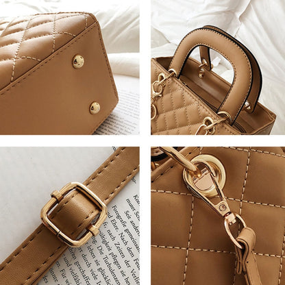 Retro Rhombus Pattern Women Handbag Texture Leather Crossbody Bag