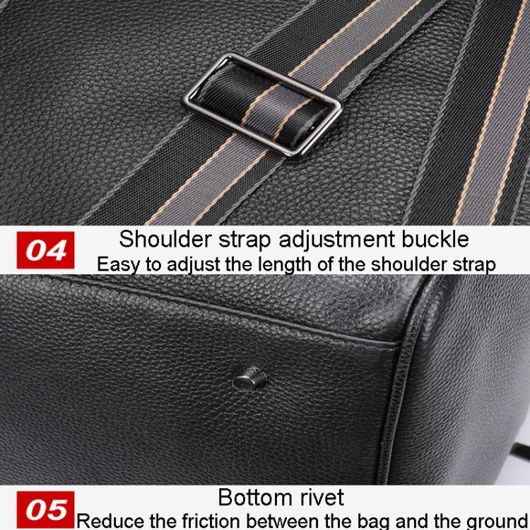 Large Capacity Leather Luggage Bag Multifunctional Single Shoulder Travel Bag, 4028 Black