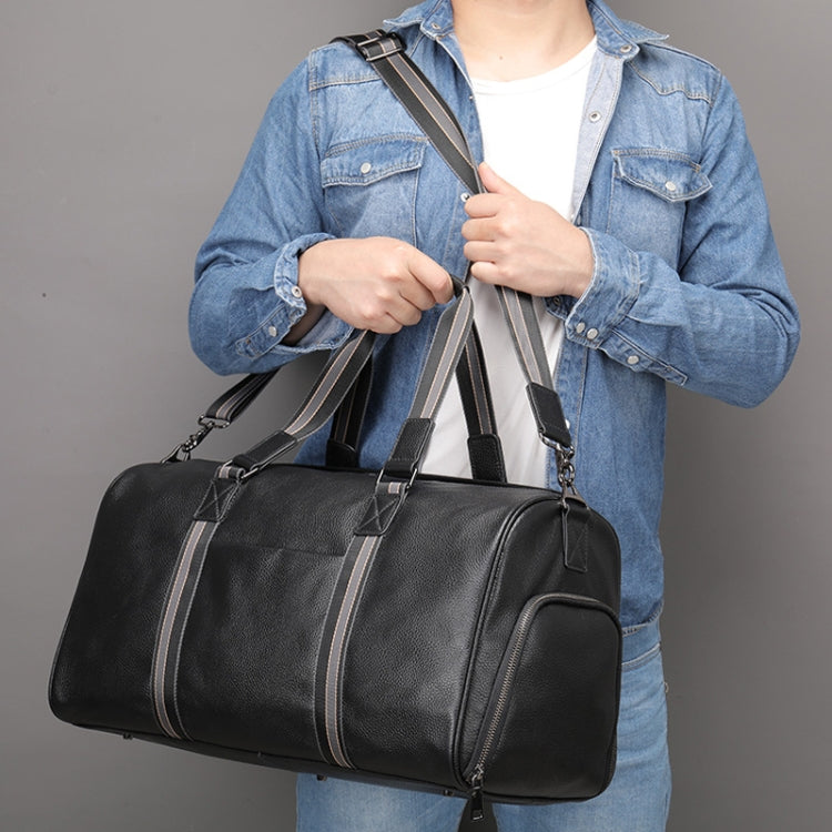 Large Capacity Leather Luggage Bag Multifunctional Single Shoulder Travel Bag, 4028 Black