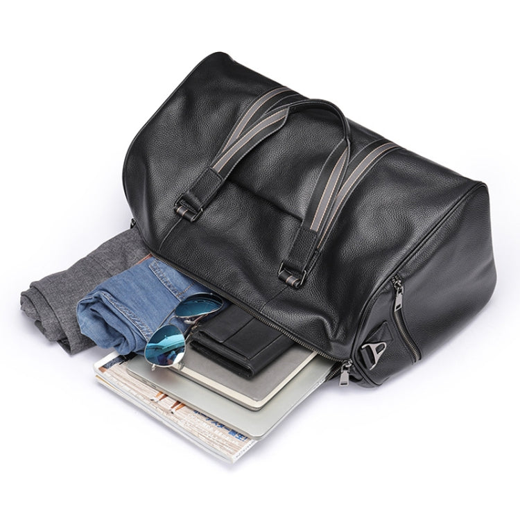 Large Capacity Leather Luggage Bag Multifunctional Single Shoulder Travel Bag, 4028 Black
