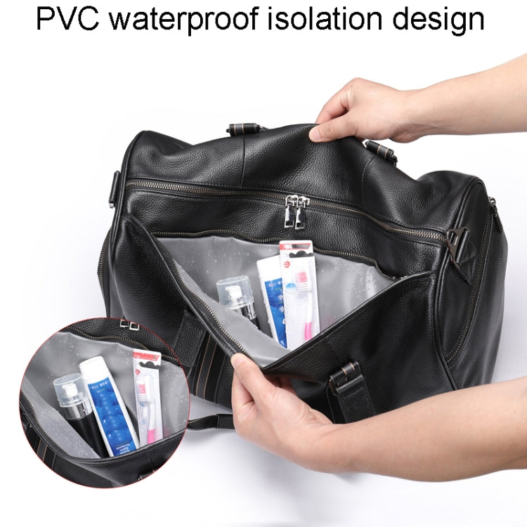 Large Capacity Leather Luggage Bag Multifunctional Single Shoulder Travel Bag, 4028 Black