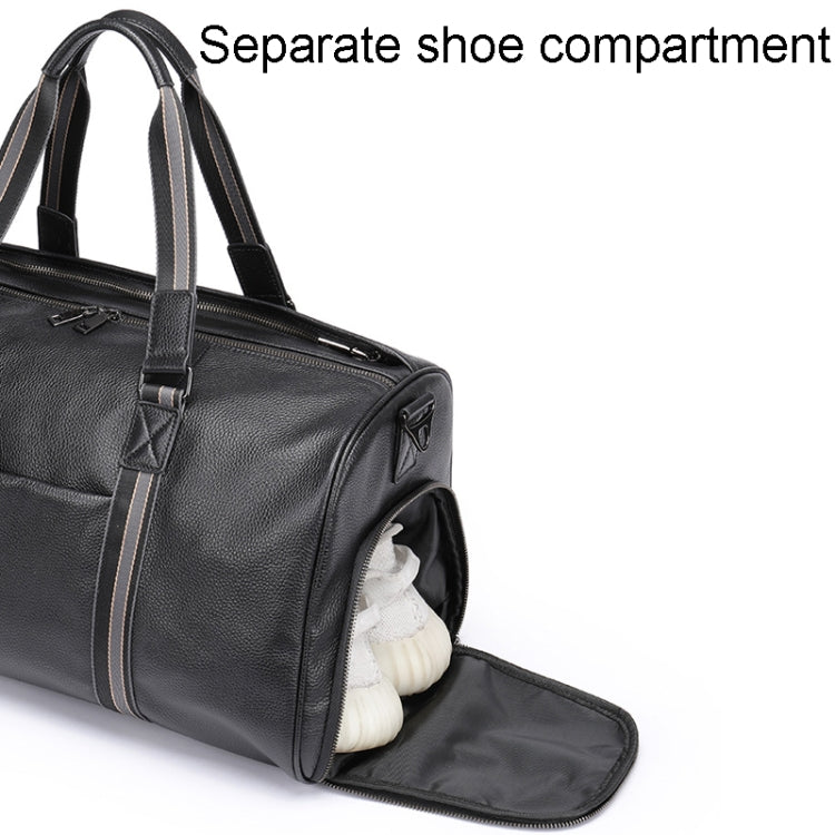 Large Capacity Leather Luggage Bag Multifunctional Single Shoulder Travel Bag, 4028 Black