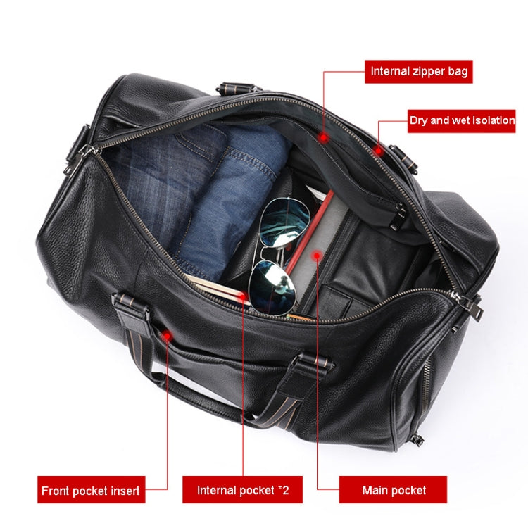 Large Capacity Leather Luggage Bag Multifunctional Single Shoulder Travel Bag, 4028 Black