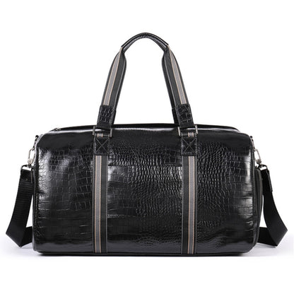 Large Capacity Leather Duffel Bag Multifunctional Crocodile Print Traveling Bag, 4009 Crocodile Print