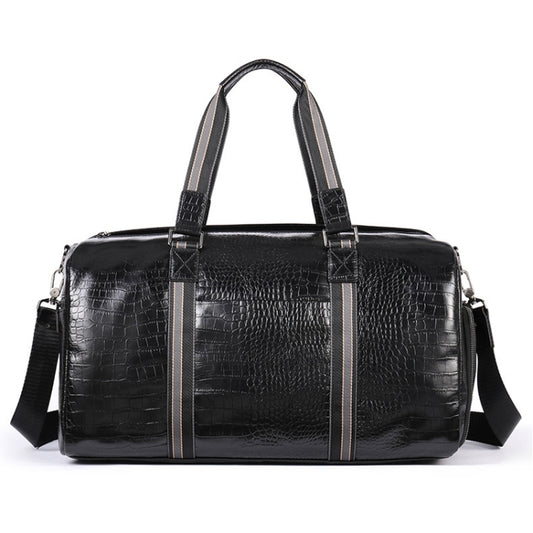 Large Capacity Leather Duffel Bag Multifunctional Crocodile Print Traveling Bag, 4009 Crocodile Print