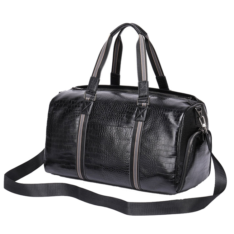 Large Capacity Leather Duffel Bag Multifunctional Crocodile Print Traveling Bag, 4009 Crocodile Print