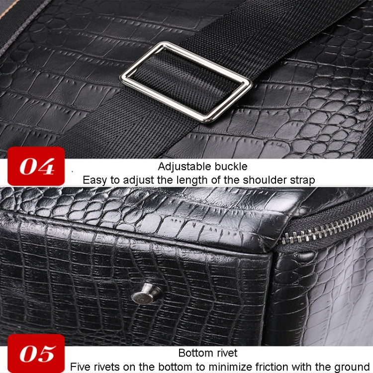 Large Capacity Leather Duffel Bag Multifunctional Crocodile Print Traveling Bag, 4009 Crocodile Print