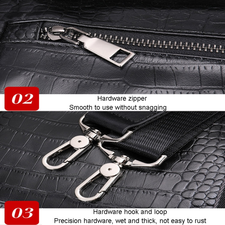 Large Capacity Leather Duffel Bag Multifunctional Crocodile Print Traveling Bag, 4009 Crocodile Print