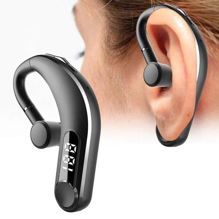 Ear-Mounted Waterproof Sports Smart Noise Reduction Bluetooth Earphones With LED Battery Display, YW-CSDM22 Black