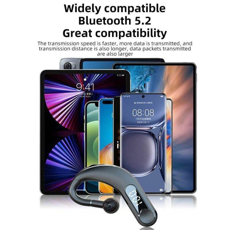 Ear-Mounted Waterproof Sports Smart Noise Reduction Bluetooth Earphones With LED Battery Display, YW-CSDM22 Black