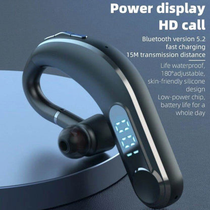 Ear-Mounted Waterproof Sports Smart Noise Reduction Bluetooth Earphones With LED Battery Display, YW-CSDM22 Black