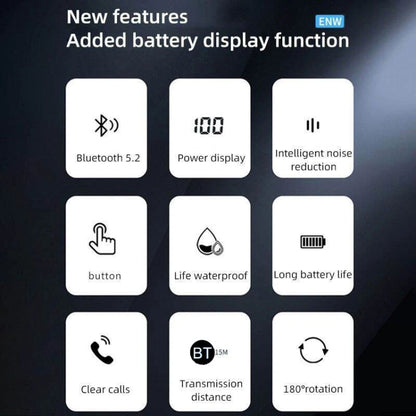 Ear-Mounted Waterproof Sports Smart Noise Reduction Bluetooth Earphones With LED Battery Display, YW-CSDM22 Black