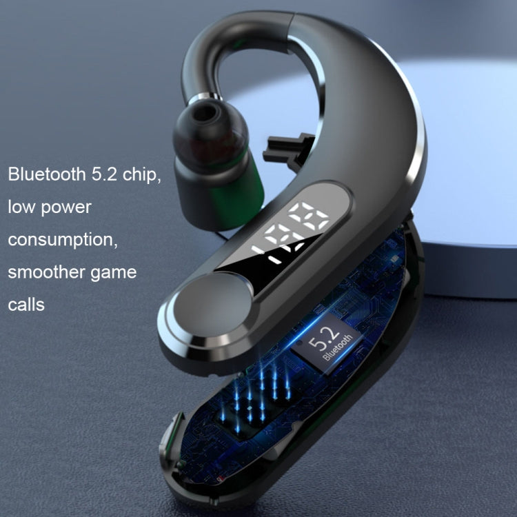 Ear-Mounted Waterproof Sports Smart Noise Reduction Bluetooth Earphones With LED Battery Display, YW-CSDM22 Black