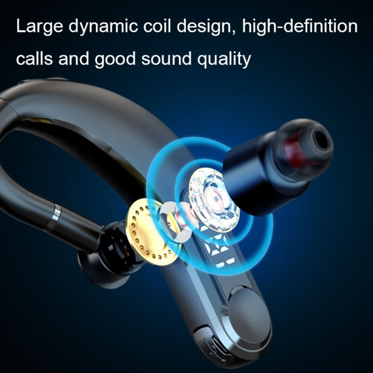 Ear-Mounted Waterproof Sports Smart Noise Reduction Bluetooth Earphones With LED Battery Display, YW-CSDM22 Black