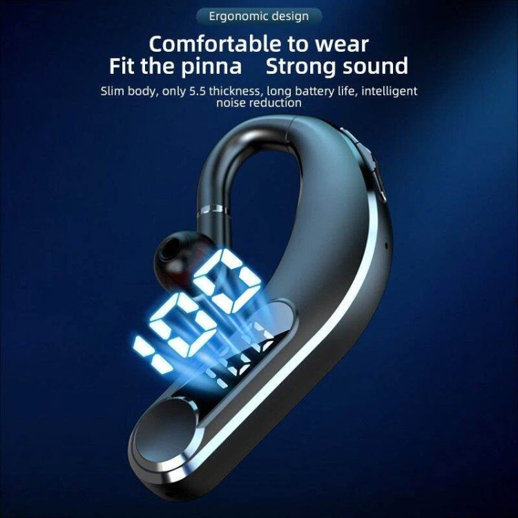 Ear-Mounted Waterproof Sports Smart Noise Reduction Bluetooth Earphones With LED Battery Display, YW-CSDM22 Black