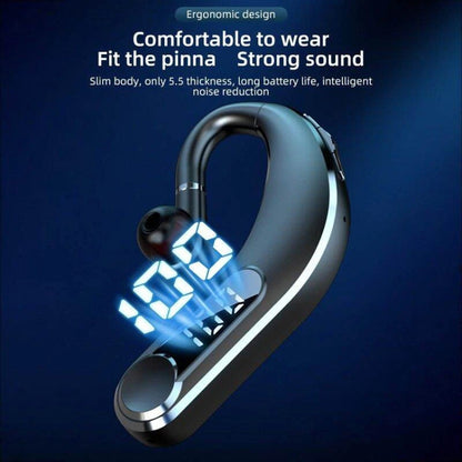 Ear-Mounted Waterproof Sports Smart Noise Reduction Bluetooth Earphones With LED Battery Display, YW-CSDM22 Black